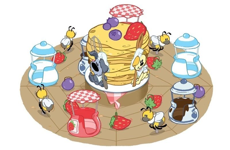 Getekende attractie "Pannenkoekenmolen" op Avonturenpark de Tovertuin